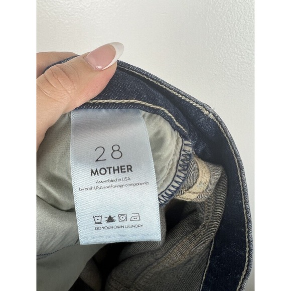 Mother Denim Stunner Fray Skinny Jeans Size 28 Button Fly High Rise Dark Wash - Picture 10 of 11